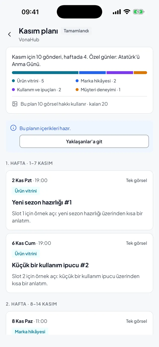 VonaHub — ekranlar ve görseller